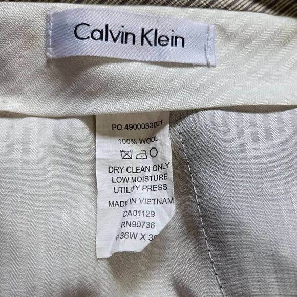Calvin Klein Wool Dress Pants Mens SZ 36/30 Grey Straight - Picture 2 of 4
